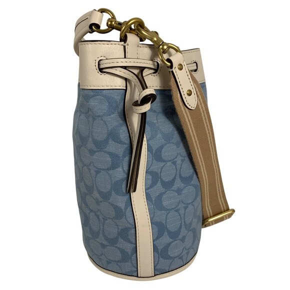 COACH Field In Signature Jacquard Chambray C4693 2 Way Bucket Shoulder Bag - Picture 6 of 14